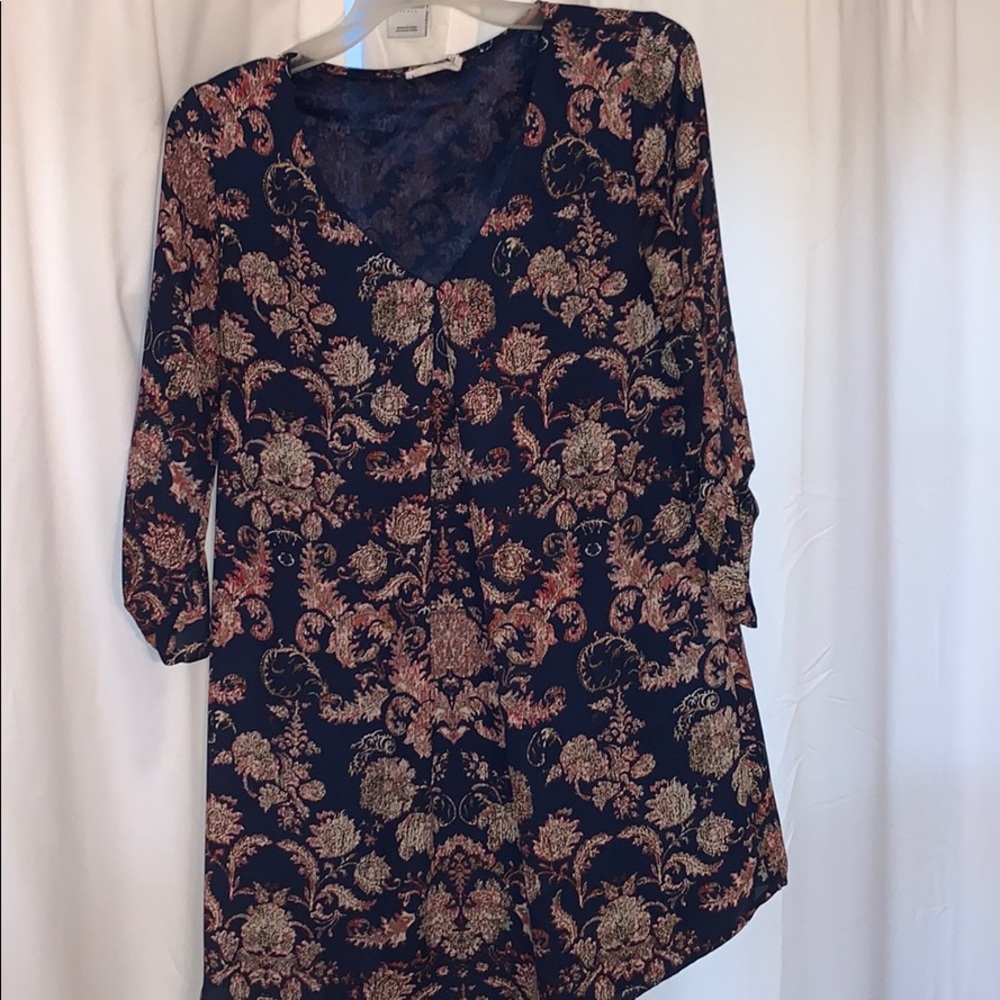 Navy patterned shift dress